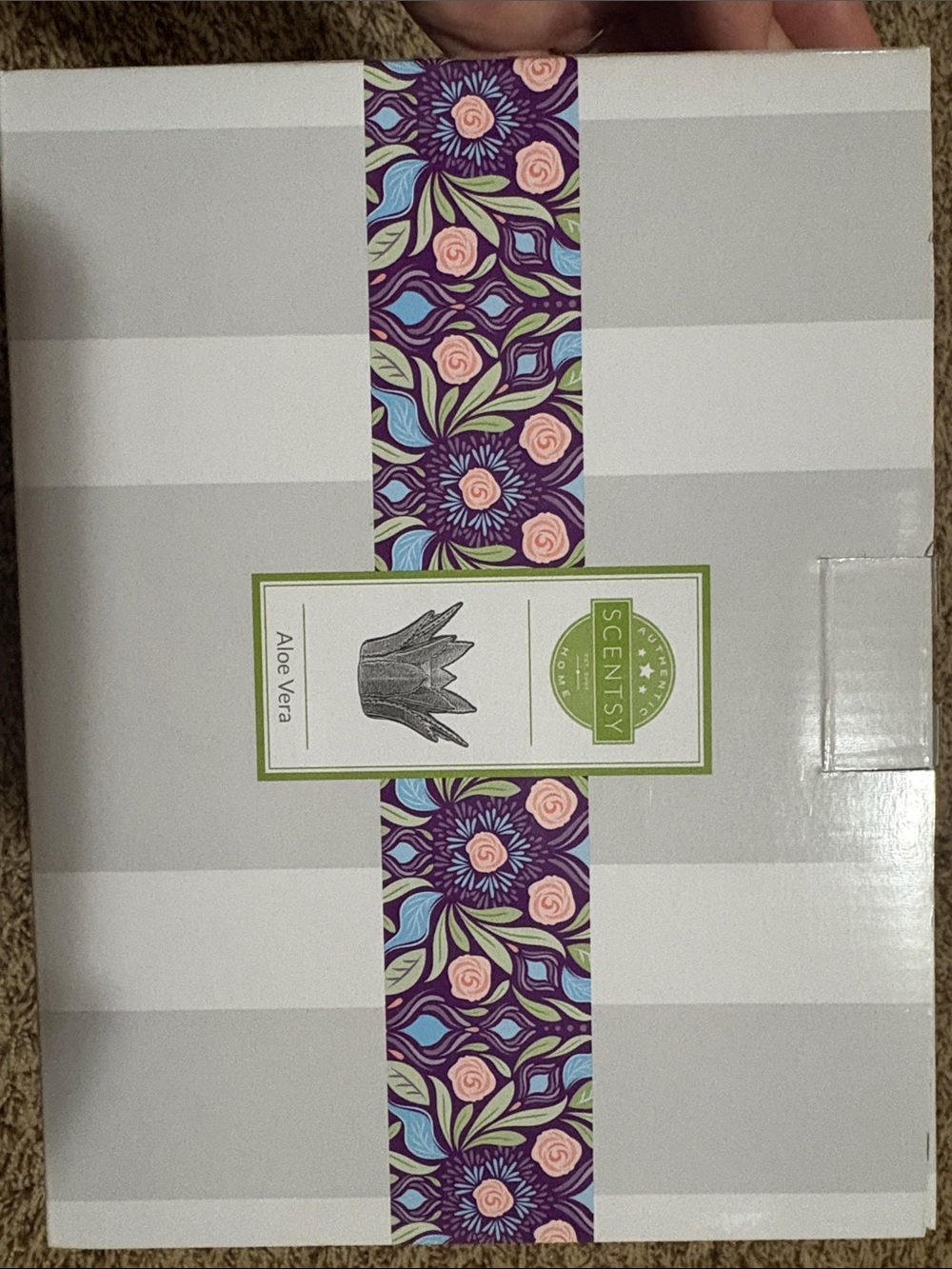 Scentsy Aloe Vera Storage Box - Purple Floral Accent